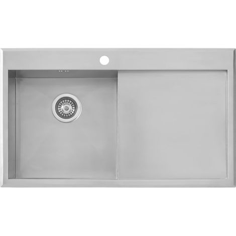 Aquariss Single Bowl Stainless Steel Inset Kitchen Sink Right Hand Drainer 860x510mm