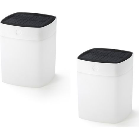 2er Set Solar LED Leuchte mit 3-Stufen Dimmer ASSISI, Höhe 14,5cm, IP44, Weiß (1/5)