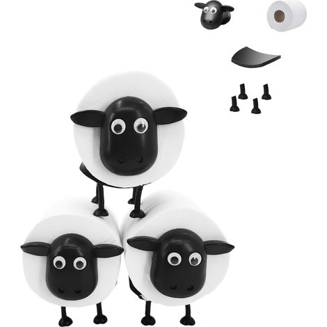 Lot de 3 Porte-Papier Toilette Mouton, Support Rouleau Papier Toilette Amusant autoportant, Rangement empilable, Support Rouleau en Plastique, Déco pour Salle de Bain (1/5)