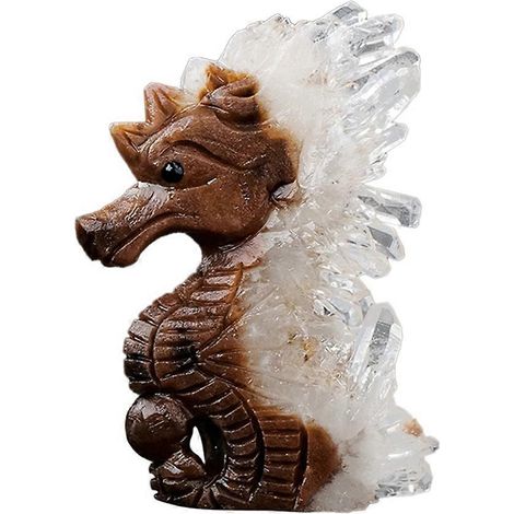 Statue d'hippocampe Shi Yingcluster - Pierre de cristal, petite statue d'animal pour la décoration intérieure, cadeau d'anniversaire idéal. (1/5)