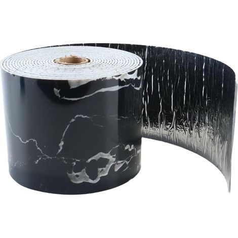 Film Adhésif Décoratif, Papier Peint Effet Marbre Noir, Plinthe, Bordure Murale, Sol De Salon, Noir Et Blanc (5 M X 10 Cm) (1/5)