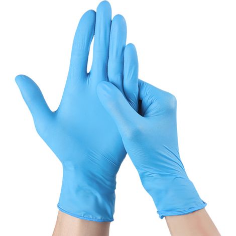 Gants nitrile bleu M – 100 gants jetables, non poudrés, sans latex, pour la cuisine, l’usage médical, le ménage, la mécanique, le tatouage (1/5)