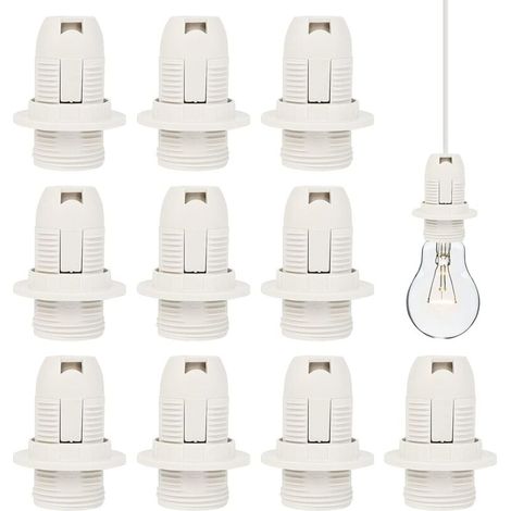 E14 Douille de Lampe 10 Pcs E14 Douille d’Ampoule en Plastique 250V 2A Support de Douille de Lampe Vintage Adaptateur de Douille E14 pour Ampoule à vis E14 Lampe à Économie d'Énergie à Vis, Blanche (1/4)