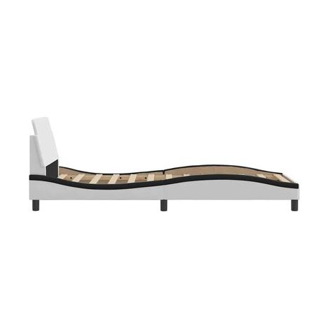 Cadre de lit Dover, noir et blanc, 80 × 200 cm, cuir synthétique, pour chambre, décor moderne, facile à assembler (1/5)