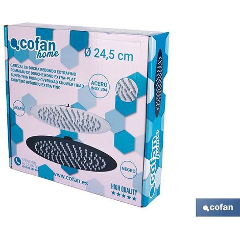 Cabezal de ducha cuadrado orientable extrafino antical Ø24,5cm fabricado en acero inoxidable acabado metálico (1/4)