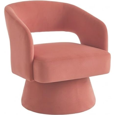Drehsessel Chenille Ergonomische Sitzfläche Geschwungene Rückenlehne für Wohnzimmer Schlafzimmer Rosa (1/5)