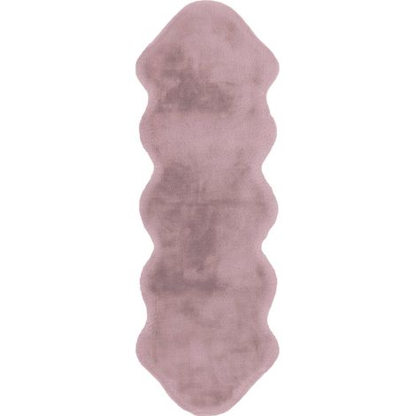 Tapis fausse fourrure effet lapin lila antidérapant - lila pastel doux (1/3)