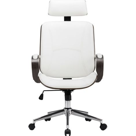 Maison Exclusive - Sedia Girevole con Poggiatesta Bianca Similpelle Legno Curvato (1/5)