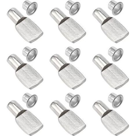TAISHENGDA – 100 Stück Regalstifte, Regalträger, Regalhaken, Regalwinkel, vernickelte Metallplattenhalterungen für Schränke und Büros – 5 mm x 19 mm (1/5)