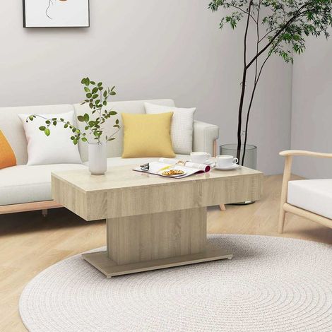806834 vidaXL Coffee Table Sonoma Oak 96x50x45 cm Engineered Wood (1/5)