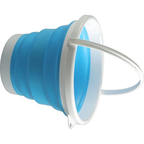 Seau à eau pliable en TPR PP 10L, portable et robuste, pour lavage de voiture et jardin (bleu). (1/5)