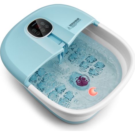 COSTWAY Folding Foot Bath Massage Foot Spa Basin w/Heat-Blue (1/5)
