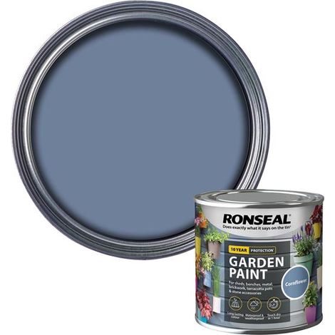 Ronseal Garden Paint Cornflower 250ml - Exterior Outdoor Wood, Metal, and Shed Paint