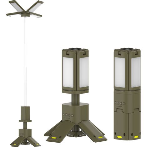 Lampe camping LED – Extensible – Autonomie 20h – Rechargeable – Support intégré – IPX4 – Tente et extérieur (1/5)