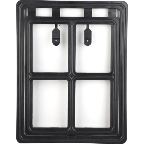 Traverse pour chat et chien à installer sur porte ou fenêtre, avec fermeture magnétique et sécurité renforcée, modèle XL, couleur noir, en plastique (1/5)