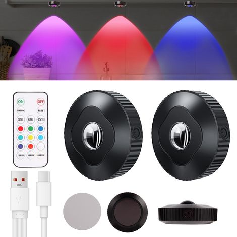 RGB Rechargeable Spot Led Sans Fil, Rgb Led Sans fil avec Télécommande,Intensité Variable, Fonction de Synchronisation,(paquet de 3) (1/5)