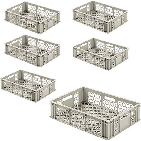 BRB Eurobehälter 'Basic' Lot de 6 boîtes de rangement en polyéthylène haute définition 600 x 400 x 155 mm 29 l