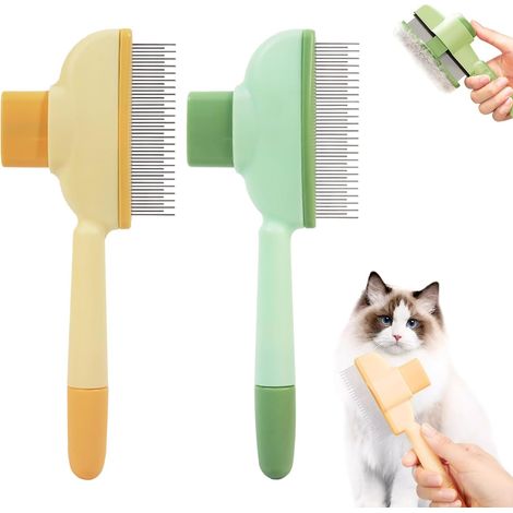 2er-Set selbstreinigende Katzenbürsten, effektive Bürste/Kamm zur Fellpflege von Katzen und Hunden (langes und kurzes Haar)