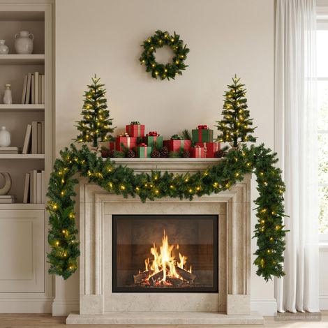 vidaXL Set de mini árboles de Navidad 45 cm 125 LED Blanco Cálido (1/5)