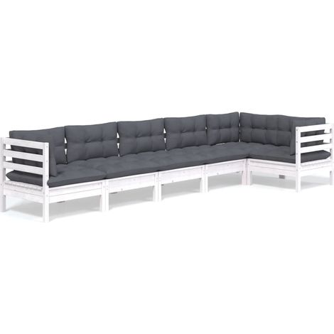 Maison Exclusive - Set Divani da Giardino 6 pz con Cuscini BiancLegno di Pino (1/5)