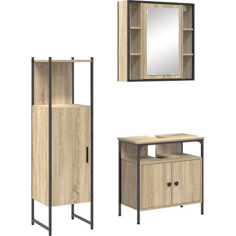 Maison Exclusive - Badezimmermöbel-Set mit Regal mit Tür 3 pcs Br