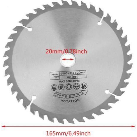 Lame de scie circulaire - - 165 mm x 20 mm - 40 dents - Coupe du bois - Matériau diamanté - Coupe rapide (1/3)