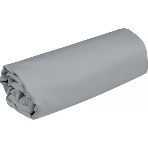 Drap housse en satin de coton - Concerto - 140 x 190 x 35 cm - Gris clair - Livraison gratuite