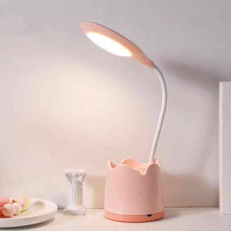 Lampe de Bureau Enfant Rose Rechargeable USB Sans Fil (1/4)
