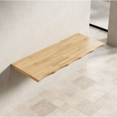 Plan vasque 120x48,5x3,8 cm en bois naturel, surface lisse pour salle de bain – MEUBLIV (1/5)