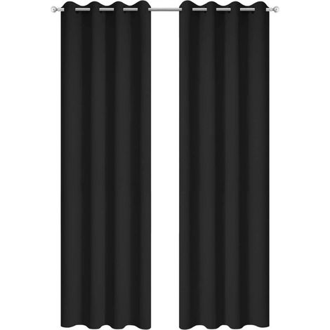 2 Pièces Rideaux Occultants Thermiques pour Salon - 140x240cm - Noir-DOU