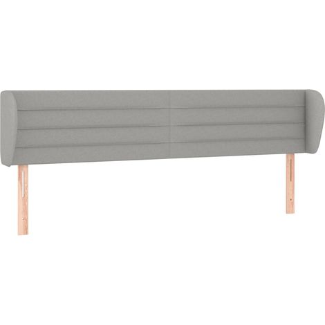 Testiera complemento letto arredo camera con bordo laterale 203 x 23 x 78/88 cm tessuto grigio chiaro TDL0205158