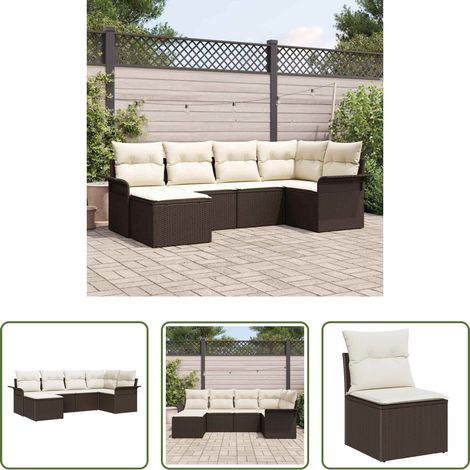 vidaXL Canapé poly rotin - Ensemble de canapé de jardin 6 pcs Marron Poly rotin (1/5)