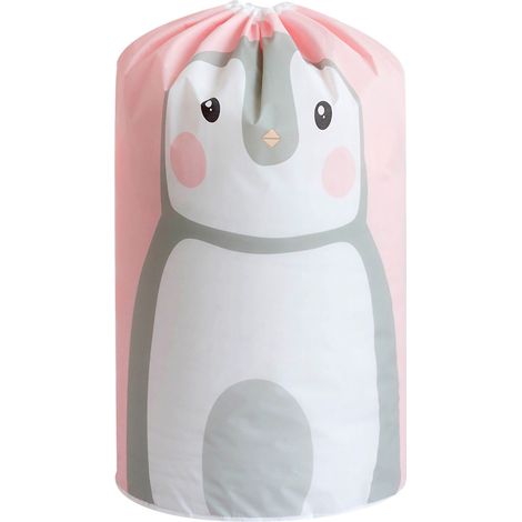 Sac de Rangement pour Couette et Linge Sac Tube PEVA Imperméable Anti-Poussière avec Impression Panda Rose