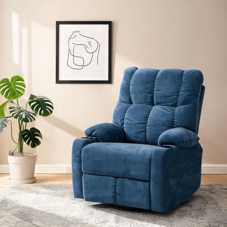 Fauteuil relax coloris bleu en polyester acier 88 x 96 x 108 cm (1/5)