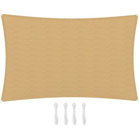 Voile d'ombrage rectangulaire 4 x 6 m, auvent en PEHD 185 g/m² avec protection UV, jaune (1/5)