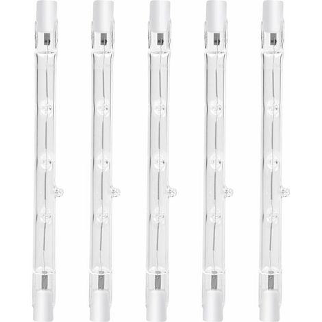 100W 118mm R7s Dimmable ampoule halogène crayon Blanc Chaud 2800K r7s linéaire 1500lm projecteur AC220-240V pour l’éclairage de maison, travail, sécurité, lampadaire, etc (5pcs) (1/4)