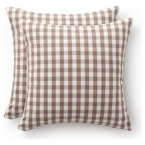 BUNTHAUS Lot de 2 Housses de Coussin en Coton et Lin, Douces et Respirantes 45x45cm, Kaki, Décoration Moderne pour Canapé et Salon (1/4)