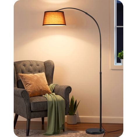 EDISHINE Stehlampe Wohnzimmer, 143-176 cm verstellbar, Bogenlampe mit drehbarem Lampenkopf und Metallgestell, magnetische Fernbedienung, stufenlos dimmbar, E27 Fassung inkl. 9W LED Leuchtmittel