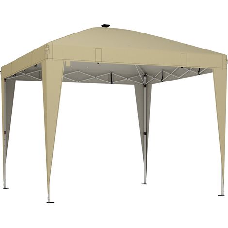 Tonnelle Waldbach Pop-Up 3x3m LED Solaire Télécommande Blanc Cassé (1/5)