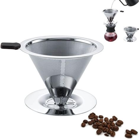 Filtre à Café Permanent en Acier Inox, Filtre à Café sans Papier pour Faire du Café Manuel, Goutteur de Café Réutilisable (1/5)