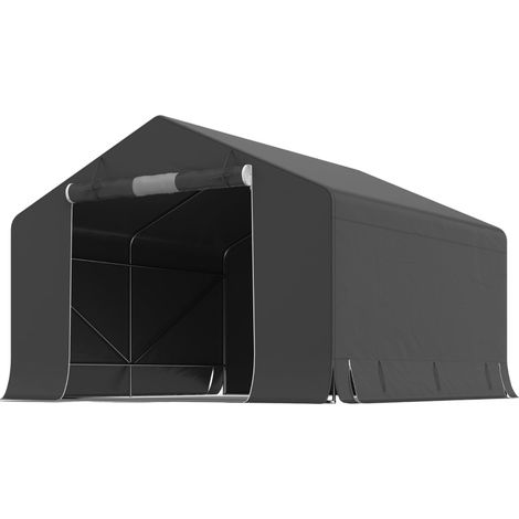 Abri de jardin portable, garage vélo et moto, structure métal galvanisé, toile 200 g/m² imperméable, ventilation, 3 x 3 m, gris foncé  CHICFURN (1/5)