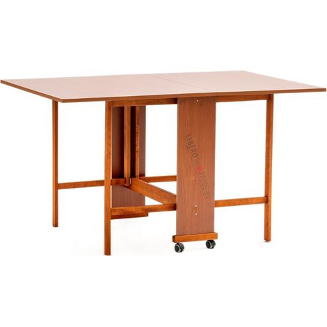 Tavolo richiudibile legno formica con ruote 140x90 cm GIORGIA Ciliegio (1/4)