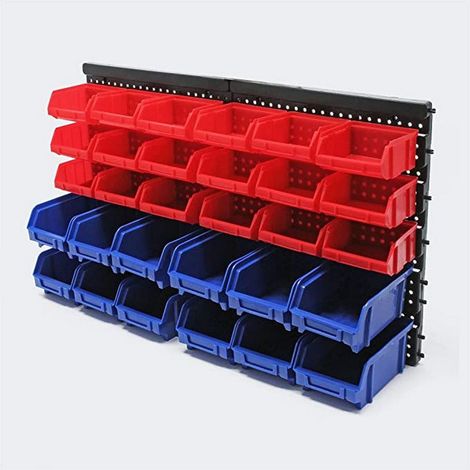 30 petits et moyens bacs de rangements et support mural (1/4)