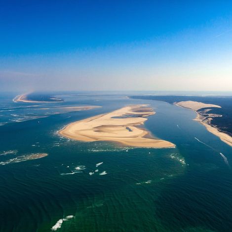 Tableau sur toile vue ciel Arcachon 30x30 cm - Impression sur Toile Murale Décorative - Image imprimée en HD sur Toile - Toile sur Châssis en Bois FSC - Fabriqué en France (1/4)