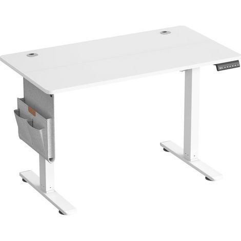 Bureau Réglable en Hauteur, 100 x 60 cm, Fonction Mémoire, Port USB-C, Blanc (1/5)