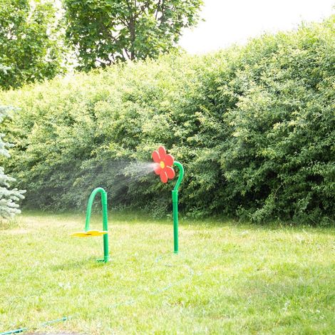 Relaxdays Fleur arroseuse lot de 2 arroseur jardin tuyau arrosage 6 mètres 360°C HxlxP: 105 x 28 x 28 cm, rouge/jaune (1/4)