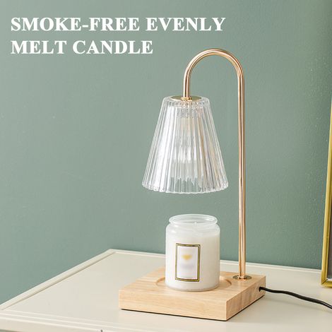 Ortviai Lampe à parfum sans flamme avec variateur continu, base en bois et abat-jour en verre, 35 cm