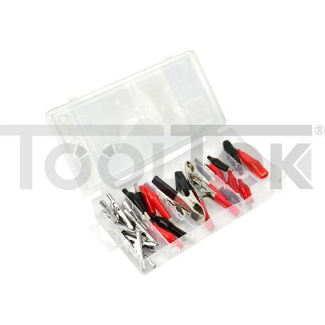 KIT SET MORSETTI PINZE CLIP CONNETTORI ELETTRICI COCCODRILLO 28pz G03602