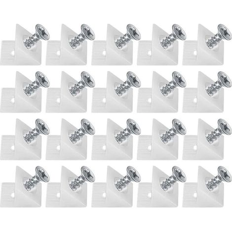 20 Pièces Cales en Plastique pour Meuble Tiroir, Équerre De Fixation, Connecteur Arrière Stabilisateurs, Fond de Tiroir Connecteur avec Vis, pour Réparer Affaissement Étagère Meuble (1/3)