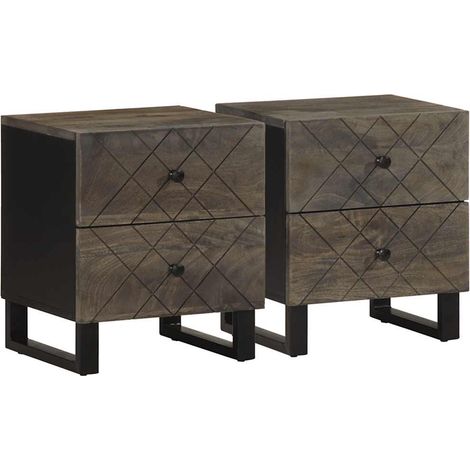 vidaXL Mesitas de noche 2 uds madera maciza de mango negro 40x33x46 cm (1/5)